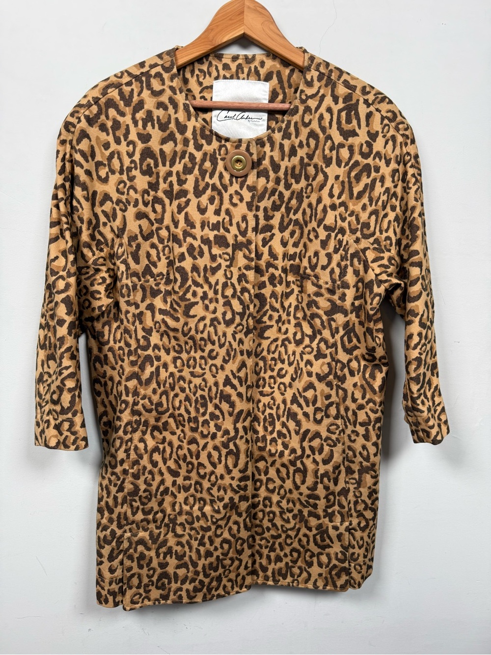 Carol Anderson by Invitation Leopard Knit Jacket Medium 1 Button Great Condition